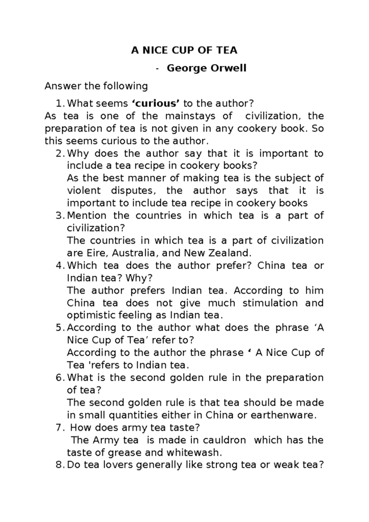 A Nice Cup of Tea George Orwell