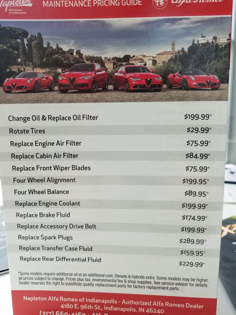 How Much Is Maintenance On A Alfa Romeo Giulia
