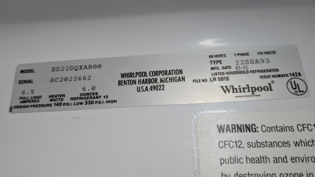 How to Find Model Number on Whirlpool Refrigerator