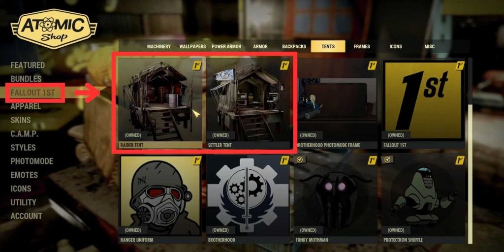 How to Get Different Survival Tent Fallout 76