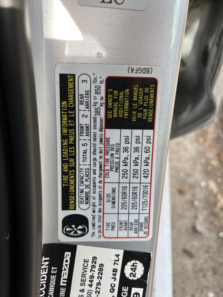 What Is The Correct Tire Pressure For A Mazda 3