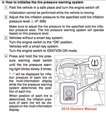 Where Is The Tpms Reset Button On Toyota Camry